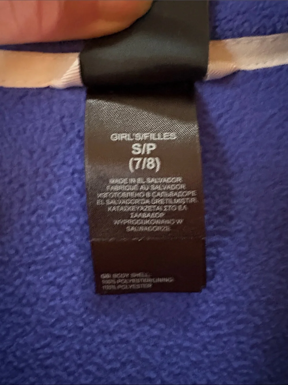 The North Face Girl’s Purple Fleece Jacket with White Panels